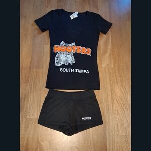 Hooters Black Uniform T-Shirt and Shorts Set